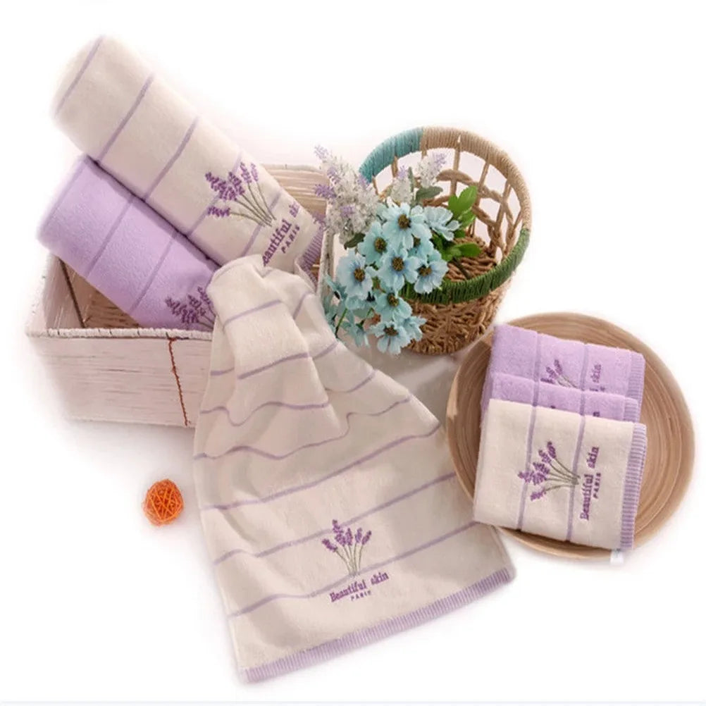 High-quality pure cotton embroidered bath towel, lavender scented, soft, quick-drying, highly absorbent hand towel/face towel