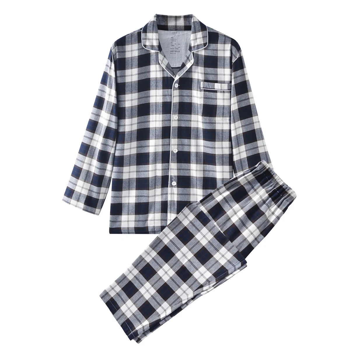 Cotton Flannel Plaid Men's & Women's High-quality Patterned Thick Pajamas for Autumn and Winter