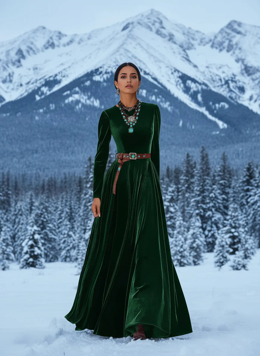 Spring Autumn O Neck Solid Chic Maxi Women Dress Long Sleeve Party Dress