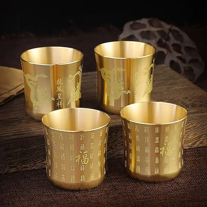 1Pcs Durable Wealth Attracting Brass Tea Cup 6cm Desktop Ornament