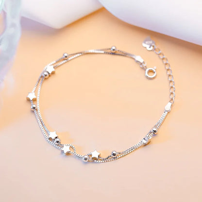 Luxury 925 Sterling Silver Adjustable Star Beaded Bracelets For Women