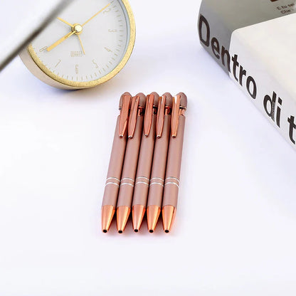 20Pcs Customized Logo Rose Gold Metal Ballpoint Pens Personalized Engraved Name Advertising Gifts Business Stationery Wholesale