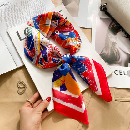Print Luxury Pashmina Silk Scarf for Headband or Neck