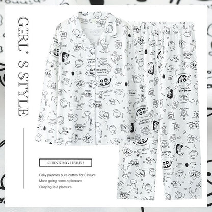 Cotton Couple Pajamas for Men and Women Spring and Autumn Pure Cotton Thin Plaid Long Sleeves Plus Size Outerwear