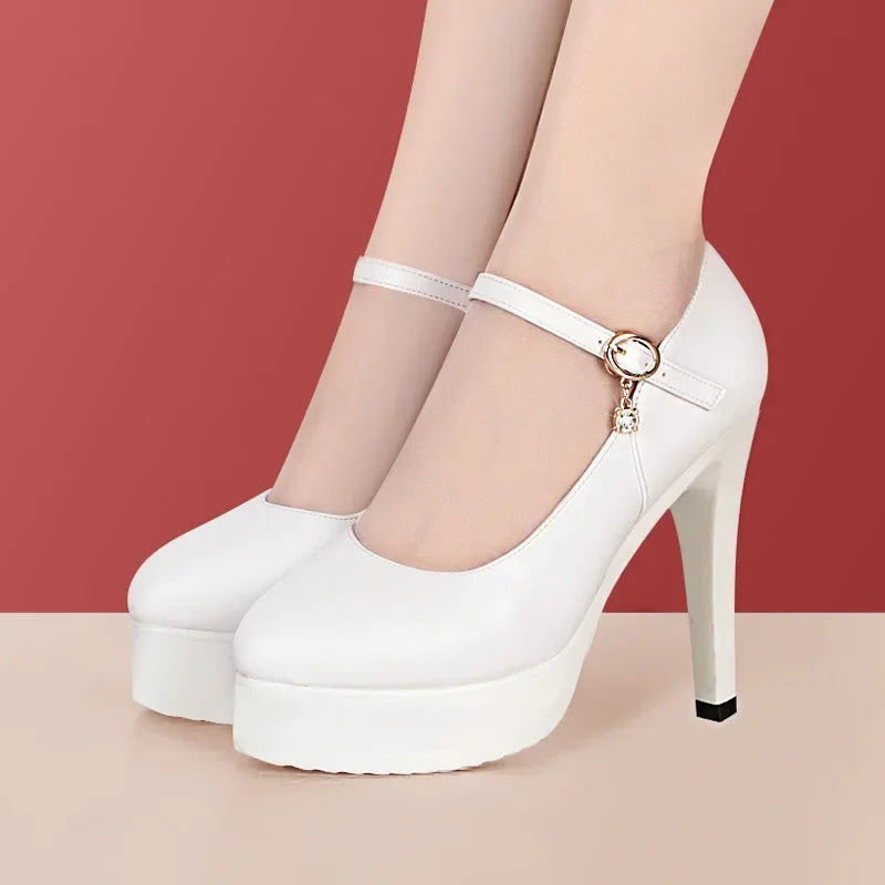 Genuine Leather Platform Pumps Shoe