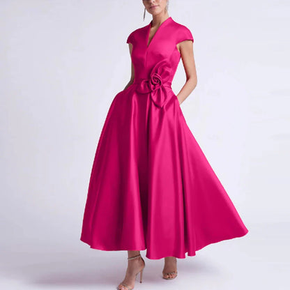 Elegant Women's Cocktail Party Satin Flower Handmade Gowns  A-line -Additional colors...