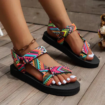 Women Summer Flat Shoes Hemp Rope Set Foot Beach Sandals Outdoor