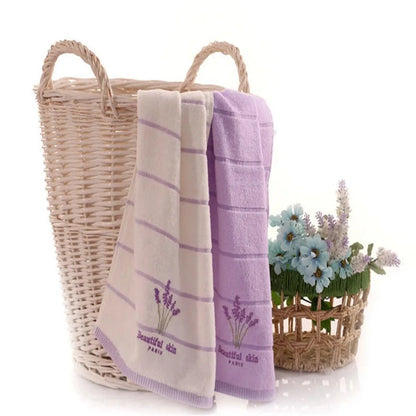 High-quality pure cotton embroidered bath towel, lavender scented, soft, quick-drying, highly absorbent hand towel/face towel