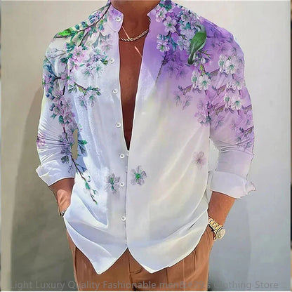 Men's Casual Soft Fabric Shirt Long-sleeved 3D printing XS-6XL