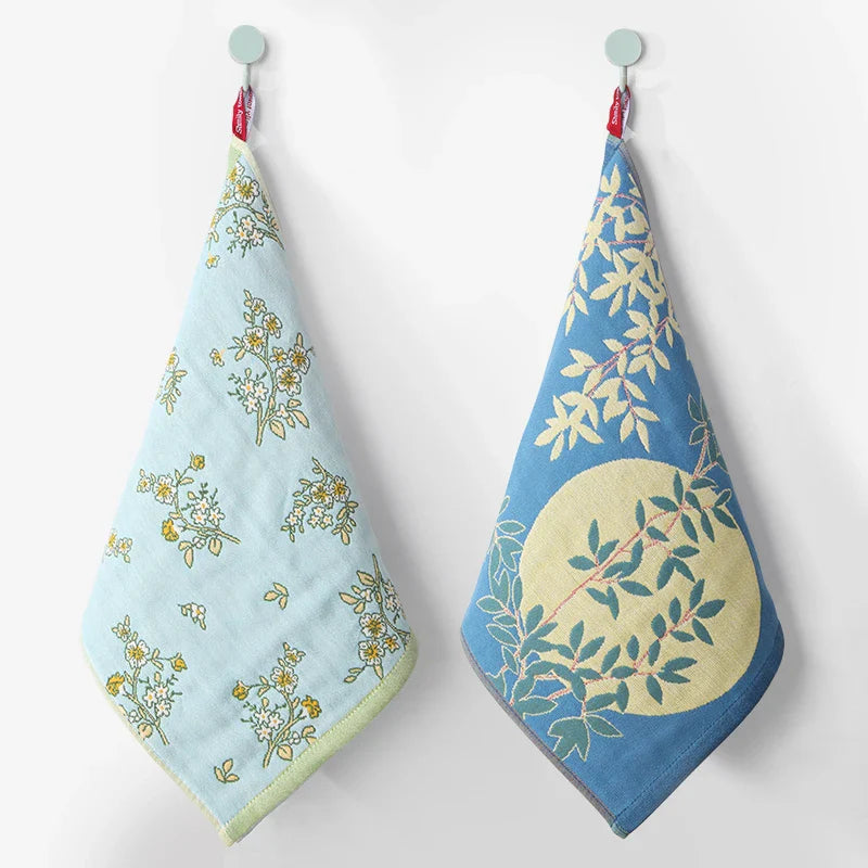 Vintage Pure Cotton Gauze Hand Towel, Small Hangable Towel, Absorbent and Lint-Free