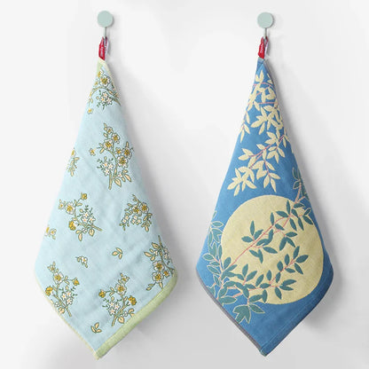 Vintage Pure Cotton Gauze Hand Towel, Small Hangable Towel, Absorbent and Lint-Free