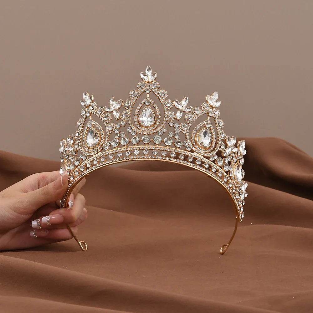 Luxury Baroque Crystal Royal Queen Wedding or Pageant Crown Rhinestone Tiaras