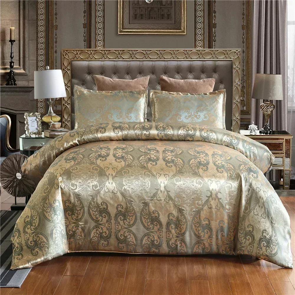 High End Jacquard Luxury European Duvet Cover Set Satin