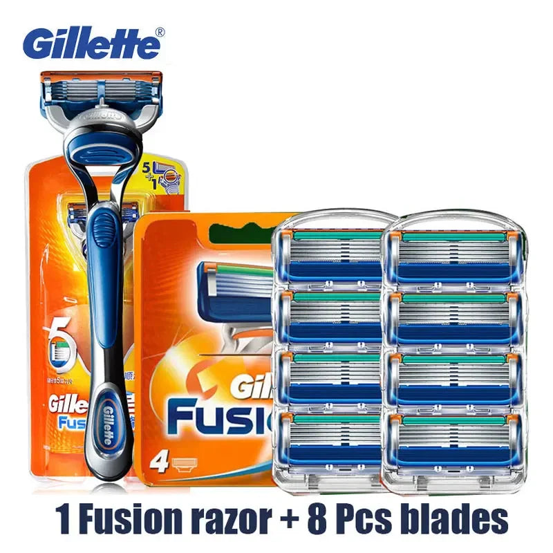 Gillette Fusion Razor for Men Face Hair Beard Shaving Machine Manual Safety Shaver Replacement Head Cassettes 5 Layer Blades