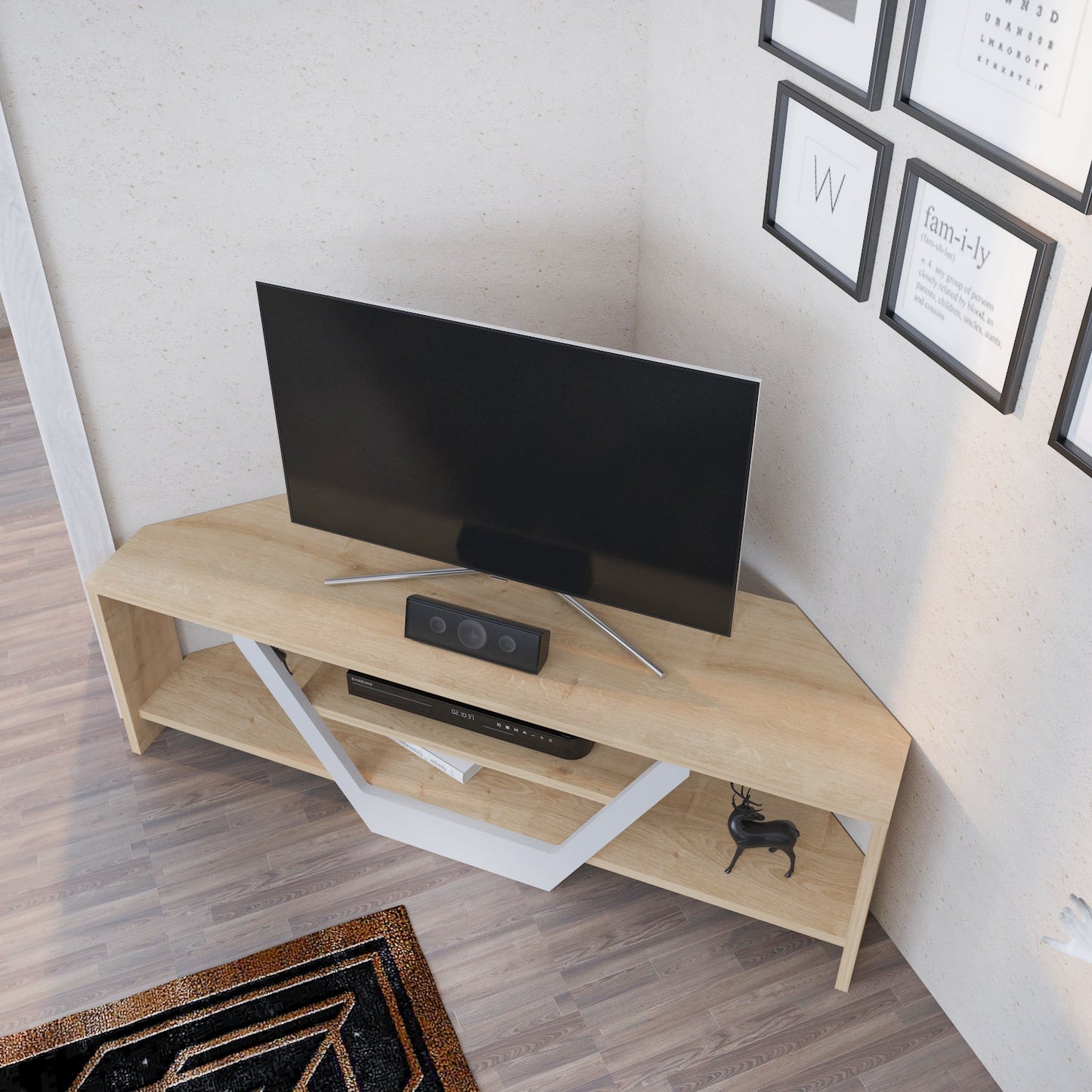 Sares 47'' Wide Corner TV Stand Console Table for Up to 55 inch TVs