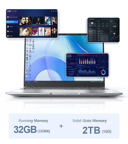 14.1 Inch FHD Ultra Thin Laptop Intel N3700/4405U Win11 DDR4 16GB/32GB RAM 2TB SSD Portable Business Office Notebook PC