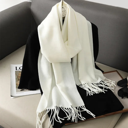 Color Solid Women Winter Scarf Warm Thicken Cashmere Shawl