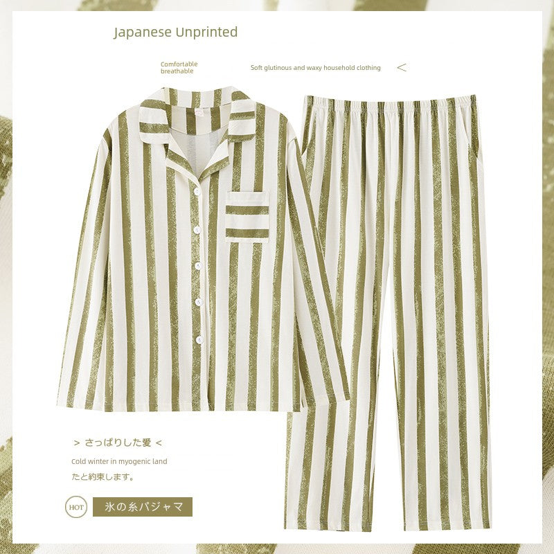 Pure Cotton Thin Plaid Unisex Pajamas for Men and Women Spring and Autumn Long Sleeves Plus Size Outerwear