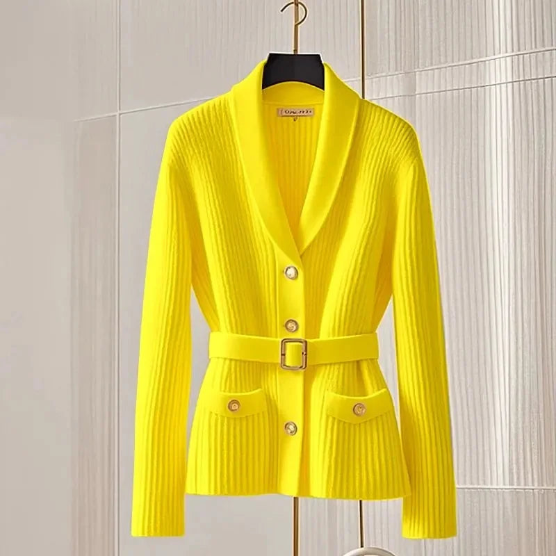 Women V-Neck Cardigan Slim Knitted Sweaters Jacket