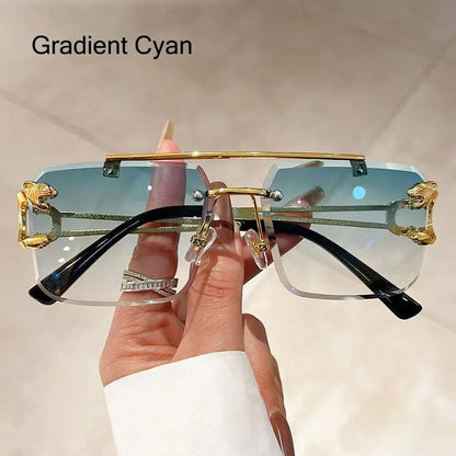 Cheetah Sun Glasses Shades Double Bridge Gradient UV400 Eyewear