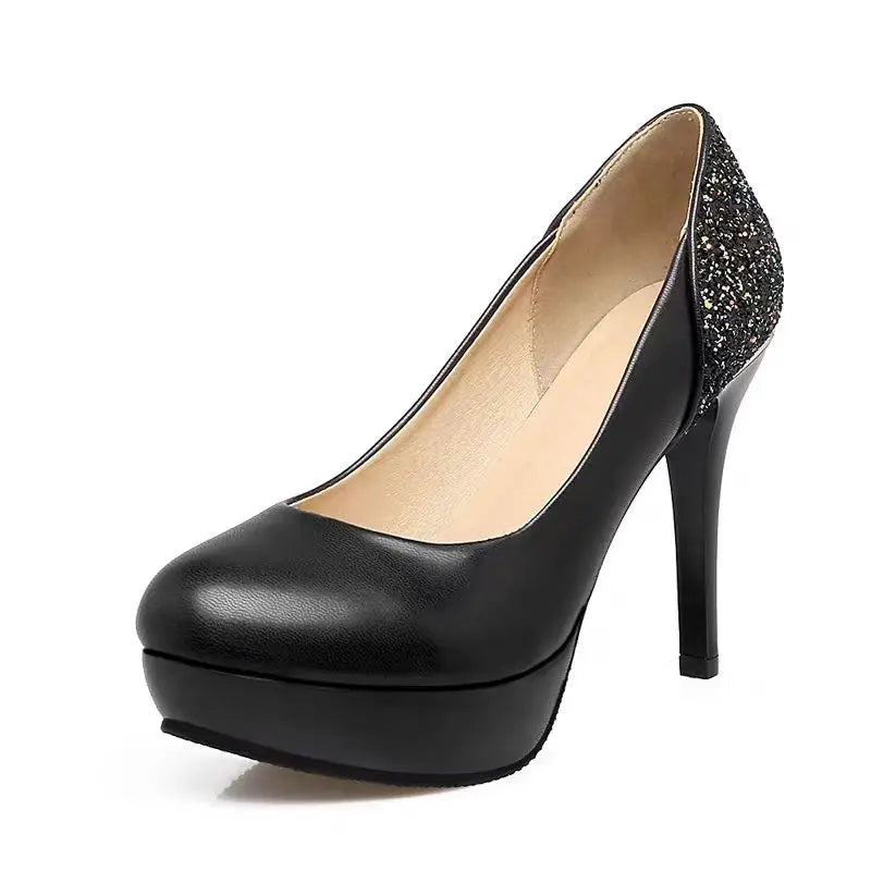 Leather Woman Think High Heel Platform Pump Pointed Toe Shoes