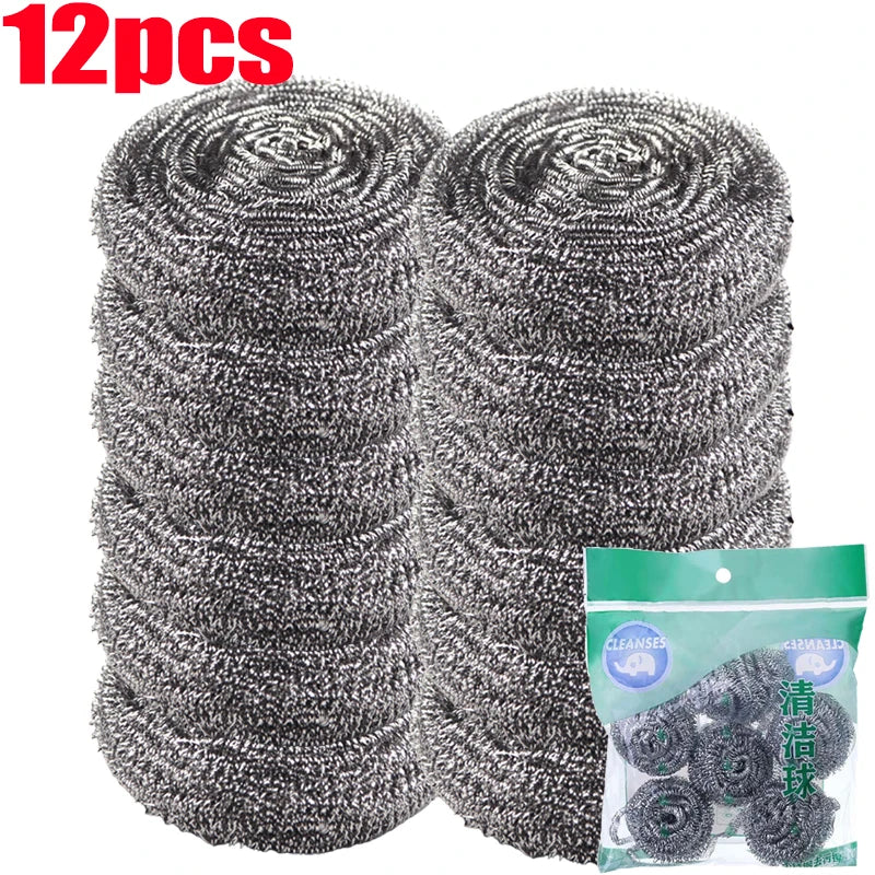 30/1pcs Steel Wire Dishwashing Cleaning Ball Kitchen Pot Pans Dishes Oil Rust Remover Brushes