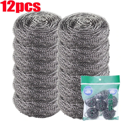 30/1pcs Steel Wire Dishwashing Cleaning Ball Kitchen Pot Pans Dishes Oil Rust Remover Brushes