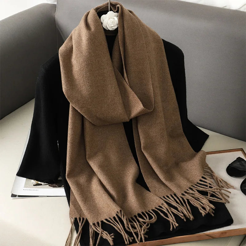 Color Solid Women Winter Scarf Warm Thicken Cashmere Shawl
