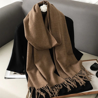 Color Solid Women Winter Scarf Warm Thicken Cashmere Shawl