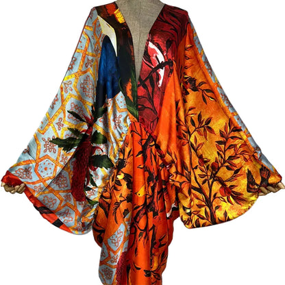 Sexy Silk Long Maxi Robe Women V-neck Bohemian Dress