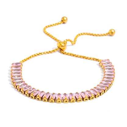 Women's Adjustable CZ Bracelet - Sparkling Zirconia Chain, Shines on Hypoallergenic Stainless Steel, Dazzling Everyday Jewelry