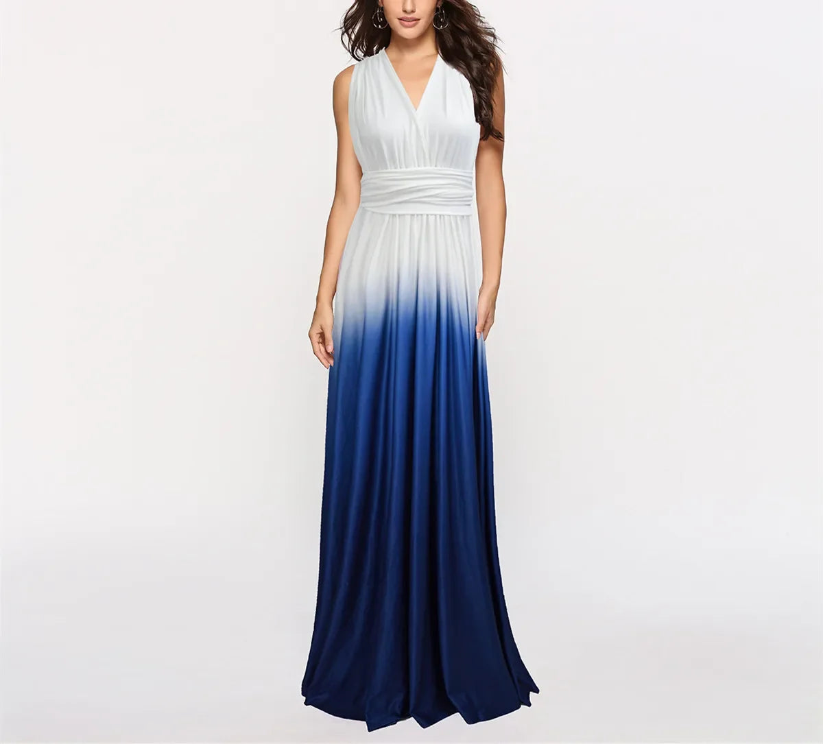 Multicolor Color Maxi Dress for Women Wrap Convertible Cross Bandage Sexy Backless