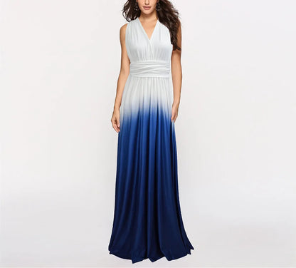 Multicolor Color Maxi Dress for Women Wrap Convertible Cross Bandage Sexy Backless