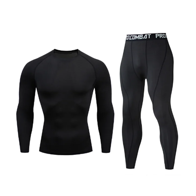 2-piece men's warm corset Ski warm suit jacket and trousers fitness running yoga athletes sports pants