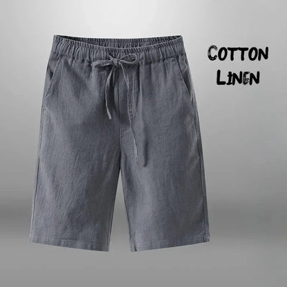 Men Cotton Linen Casual Breathable Beach Shorts
