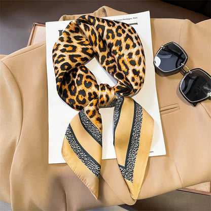 Luxury Brand Silk Satin Square Plaid Scarf