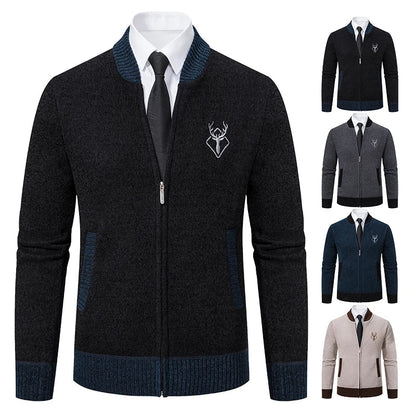 Men's winter warm padded knitted cardigan sweater