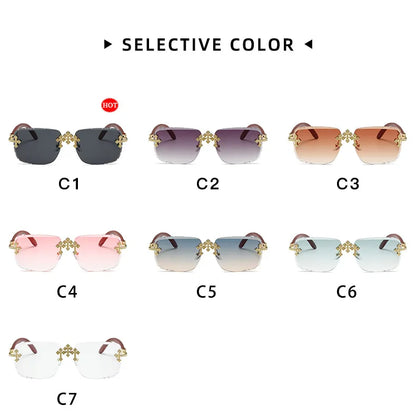 Luxury Steampunk Rimless Square Men Sunglasses UV400