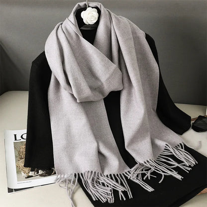 Color Solid Women Winter Scarf Warm Thicken Cashmere Shawl