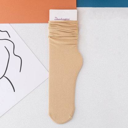 Multicolor Solid Color Ice Silk Velvet Mid Tube Women summer Socks Soft Thin
