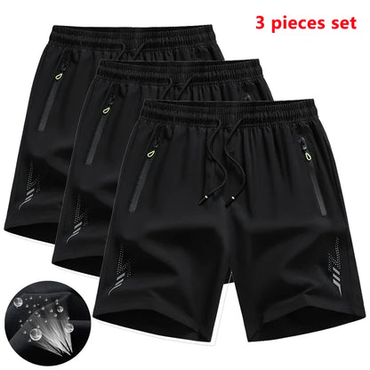 3 Pieces Men's Running Shorts Sports Gym Quick Dry Workout Training Fitness Jogging Short Pants