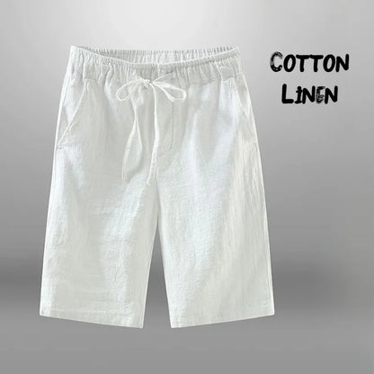 Men Cotton Linen Casual Breathable Beach Shorts