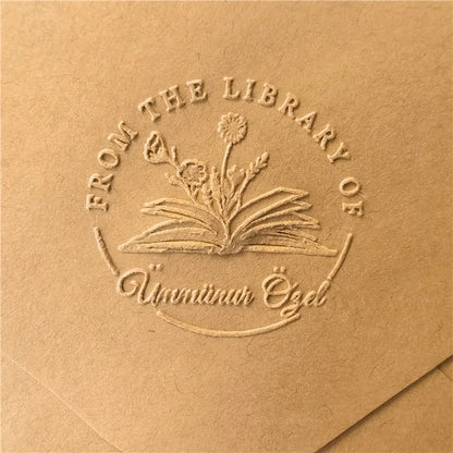 Custom Initials Embosser stamp,Book Embosser Personalized Wedding Embossing Stamp, Address Stamp, Form the Library Embosser