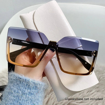 European & American Style Half-frame Metal Anti-UV Slip Sunglasses