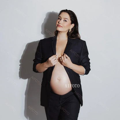 Maternity Photoshoot Suit Lace Up Long Sleeve Blazer