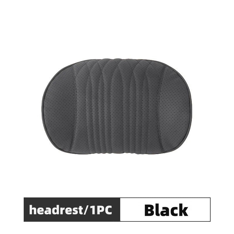 Memory Foam Car Lumbar Support Cushion Breathable Leather Seat Protection Neck Pillow Universal Car Seat Rest Pillow Accessories
