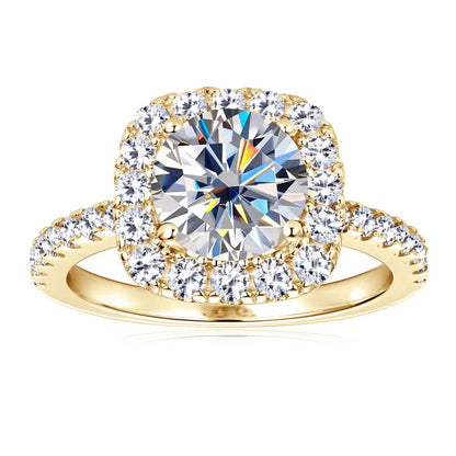 Lnngy 8mm 2ct Moissanite Halo Ring Certified 925 Sterling Silver Engagement Rings For Women Girls Wedding Party Jewelry Gift