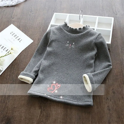 Girls Sweaters Cartoon Warm Velvet