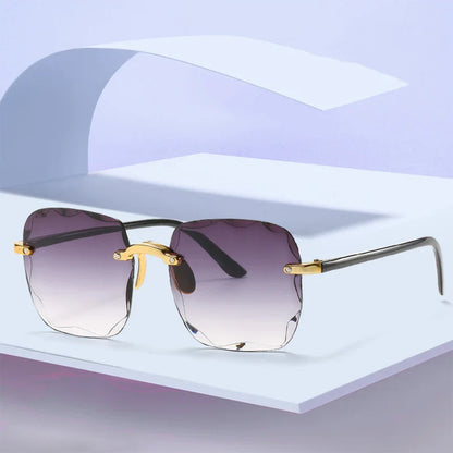 Sunglasses For Women ladies Rimless Diamond cutting Lens Brand Designer Ocean Shades