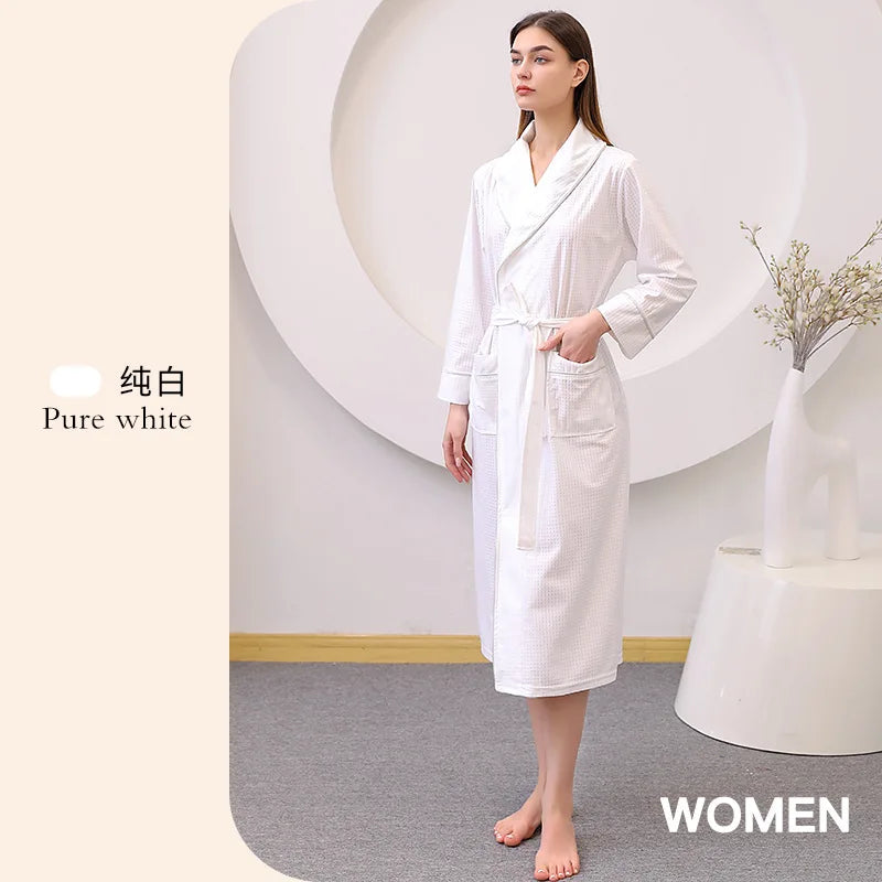 Hotel Couple Bathrobe Long Sleeved Robe Kimono Sleepwear Pajama Large Size